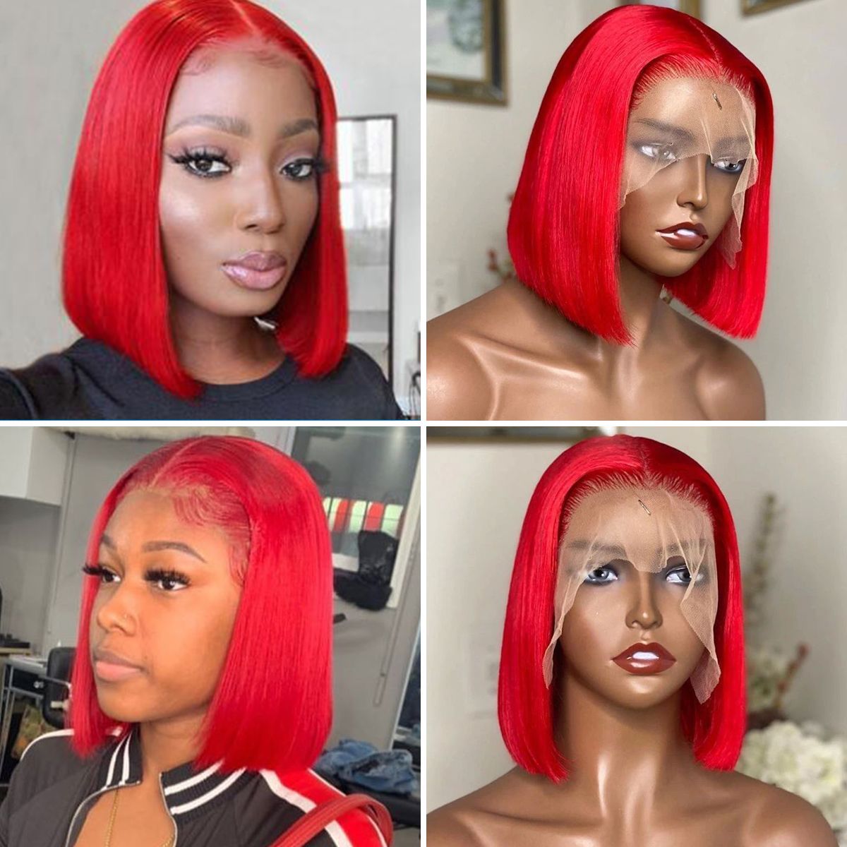 13×6-Lace-Frontal-Bob-Wigs-Red -Straight