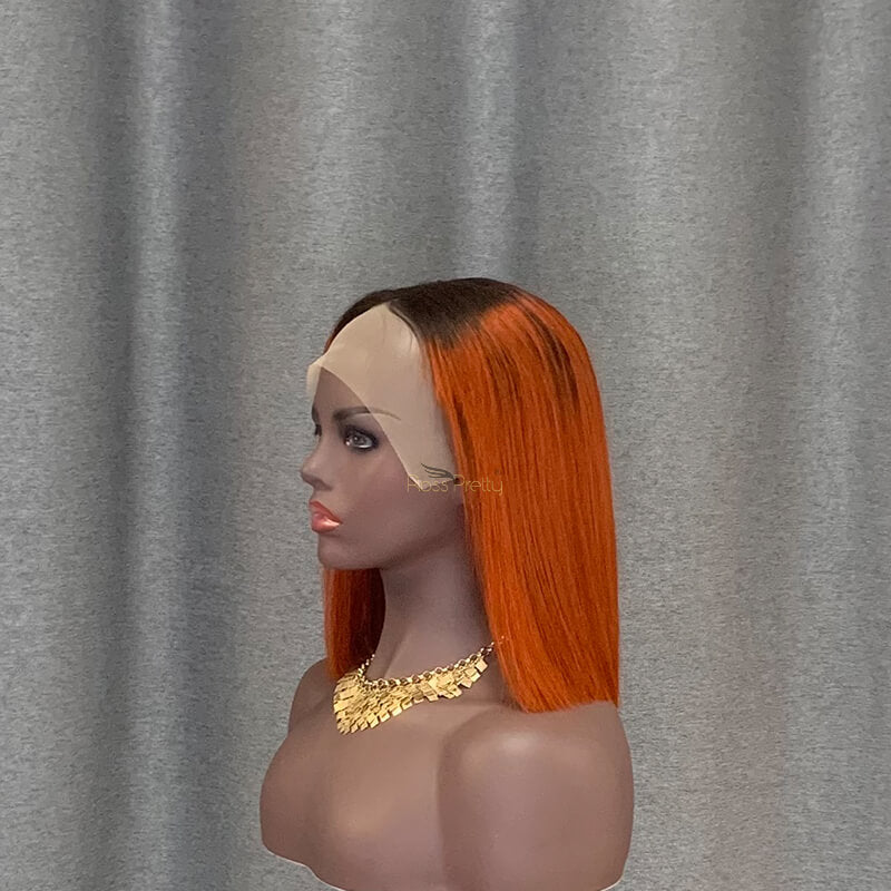 Ombre Bob Wig T Part Lace Straight Human Hair