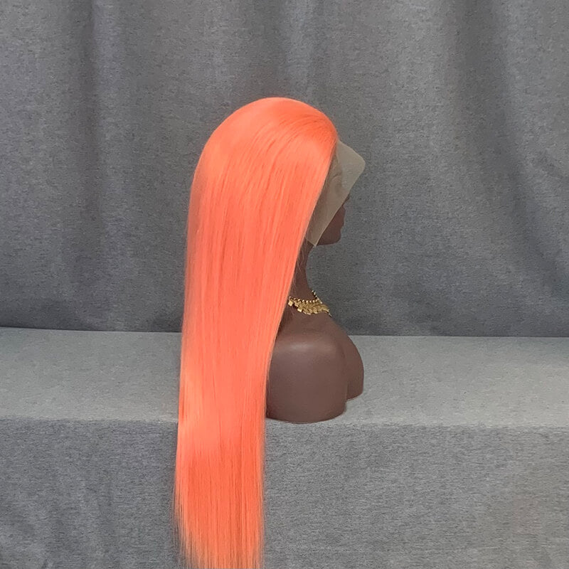 Pink Color Hair Lace Front Wig Straight