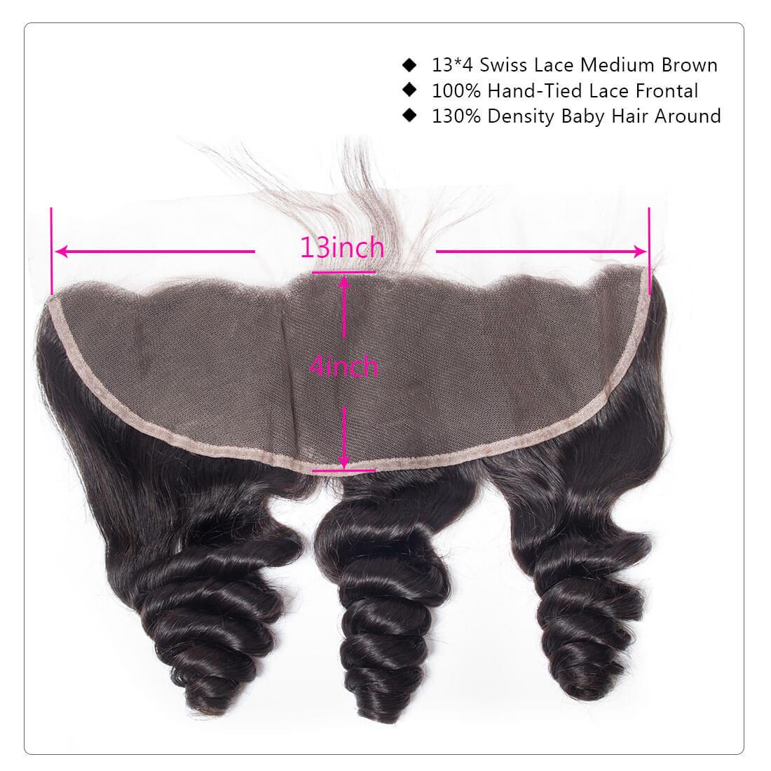 Brazilian 3 Bundles With 13X4 Lace Frontal Loose Wave Human Hair - Ross Pretty Hair Official