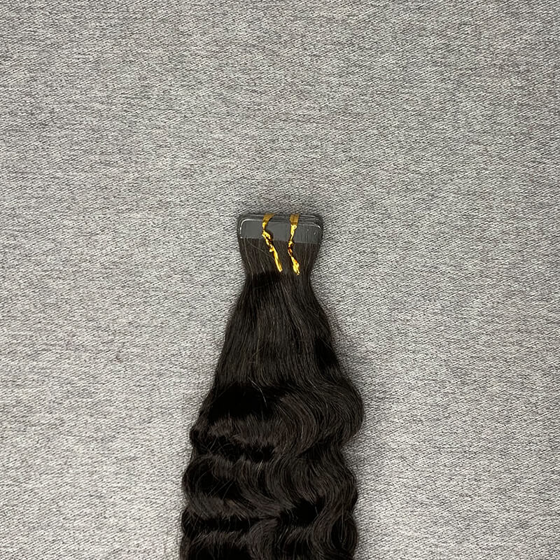 #1b Deep Curly Tape In Human Hair Extensions 20 Pieces/ Pack
