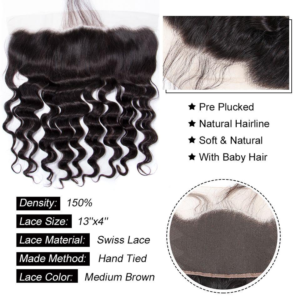 Loose Deep Human Hair 4 Bundles With 13X4 Frontal Peruvian - Ross Pretty Hair Official