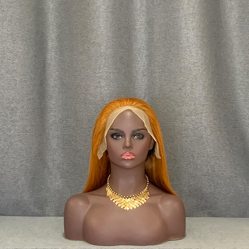 Orange Bob Wig Straight 13x4 Lace Front Human Hair