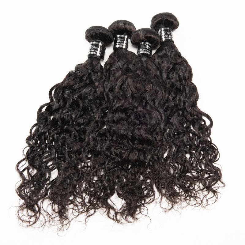 Peruvian Human Hair Lace Frontal 13X4 With 4 Bundles Water Wave - Ross Pretty Hair Official