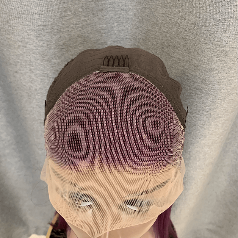 Purple Human Hair Straight 13x4 Lace Front Wig