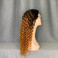 Ombre Colorful Straight & Curly 13x4 Lace Front Wig 100% Human Hair