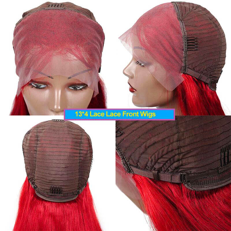 Red Wig 13x4 Lace Frontal Wig Human Hair Wig Straight