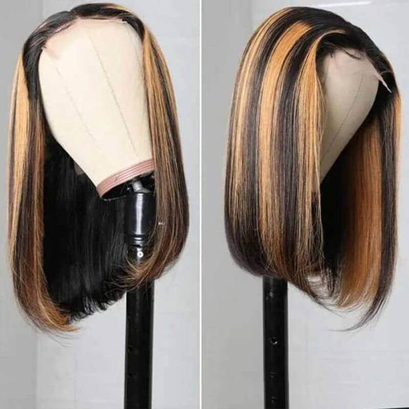 P4/27 Highlight 13X4 Lace Frontal Bob Wigs Straight Human Hair Wigs