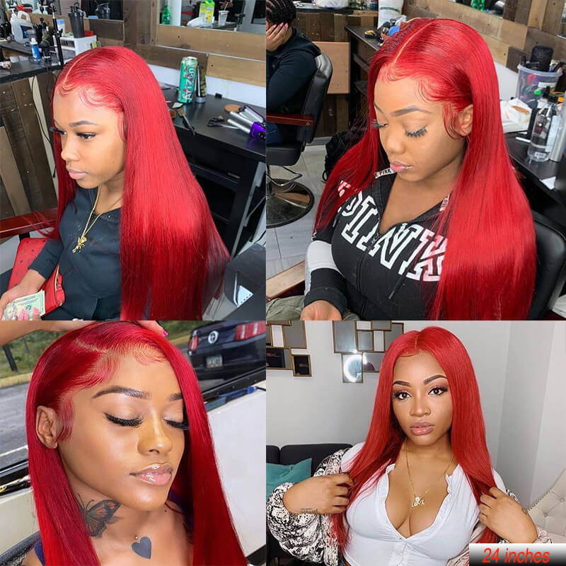 Red Wig 13x4 Lace Frontal Wig Human Hair Wig Straight