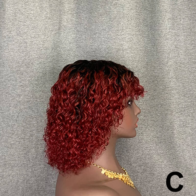 Bang Wig 100% Human Hair Curly Short Wigs High Quality