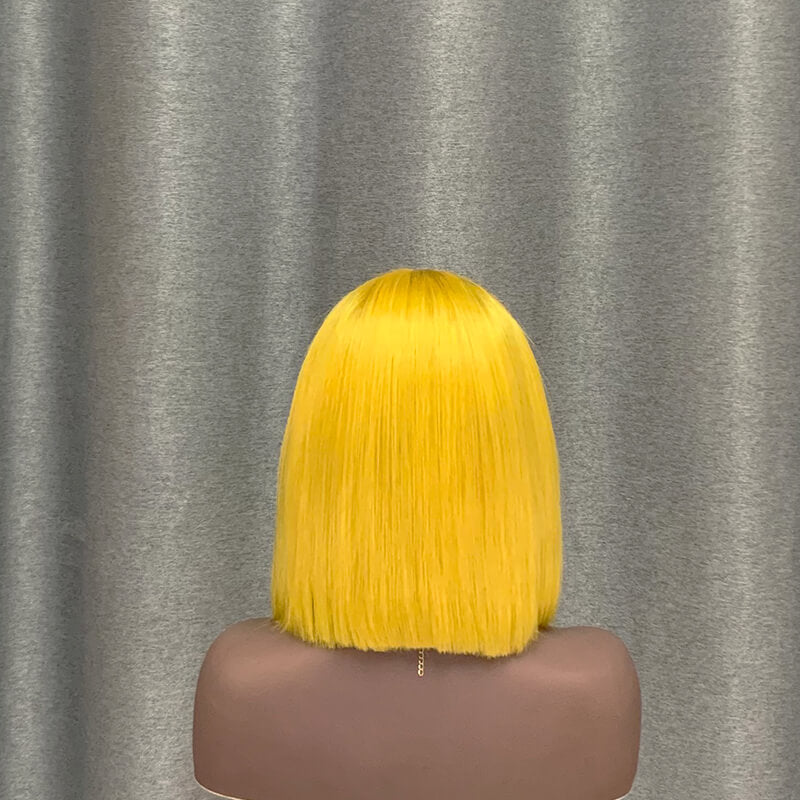 Yellow Bob Lace Front Wig Human Hair