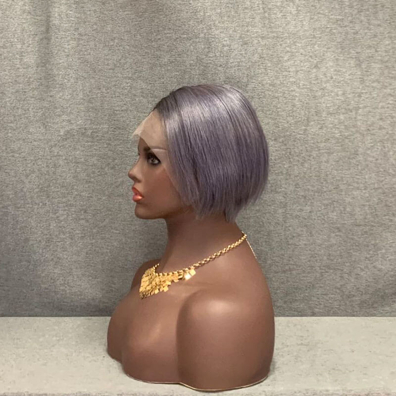 side part wig gray