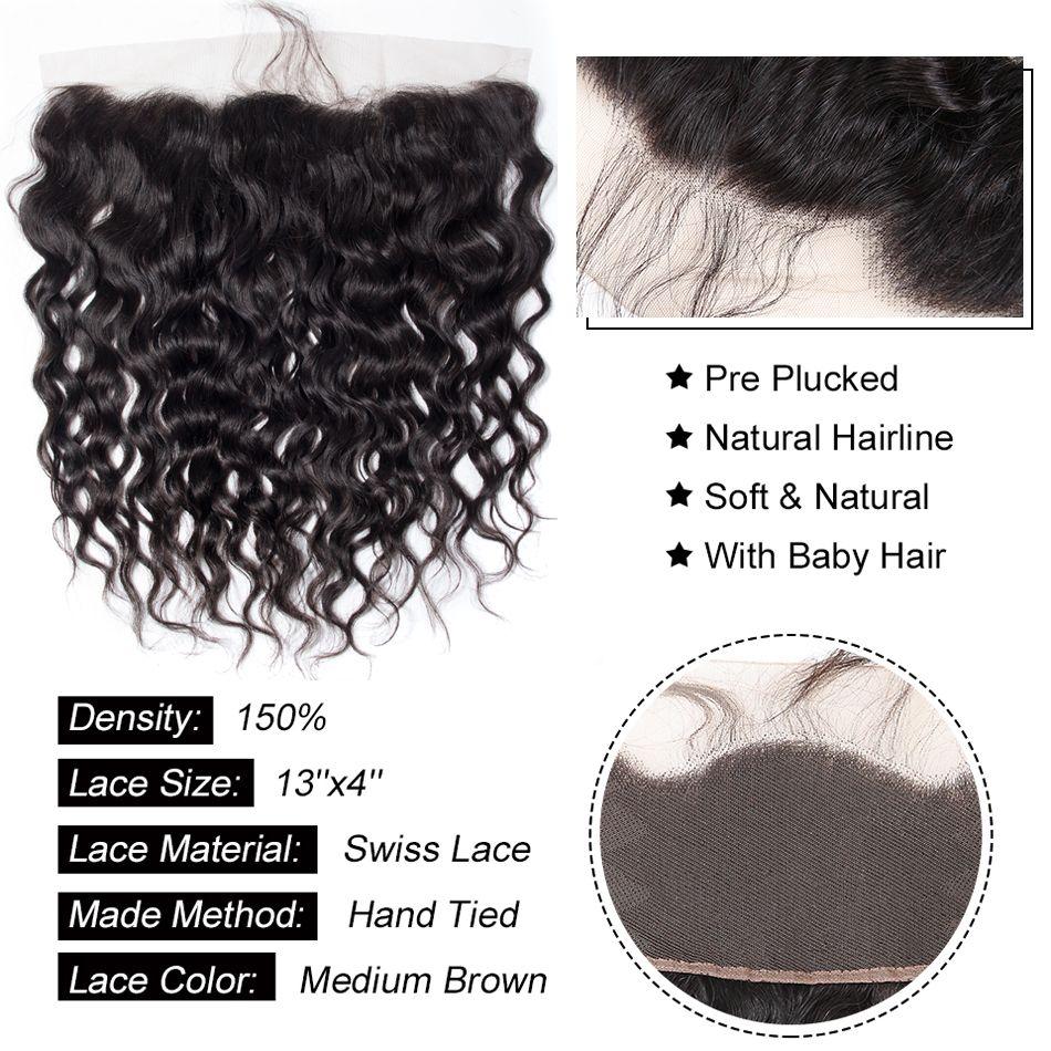 13×4 Lace Frontal Water Wave Brazilian hair Wet Wavy Pretty Human Hair