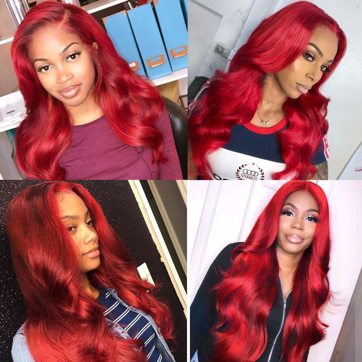 13×6 Lace Front Wig Body Wave Red