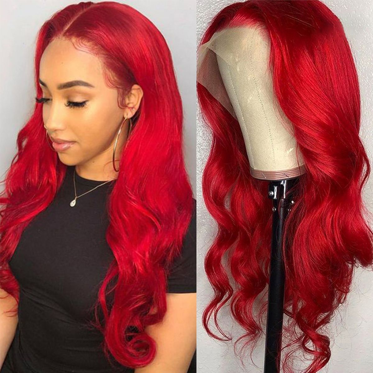 13×6 Lace Front Wig Body Wave Red