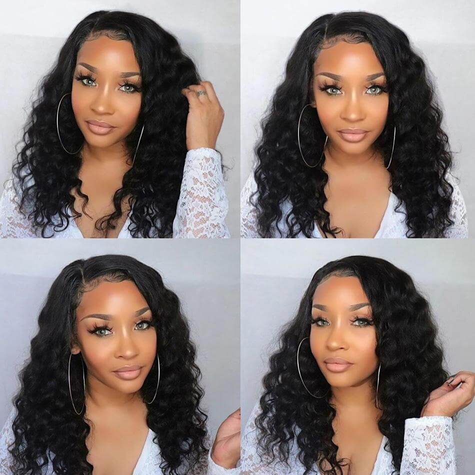 13×6 Lace Front Wig Loose Deep Virgin Human Hair Wigs Natural Black