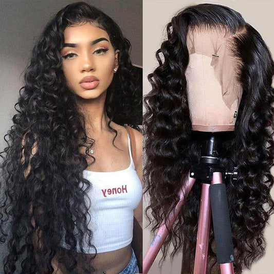 13×6 Lace Front Wig Loose Deep Virgin Human Hair Wigs Natural Black