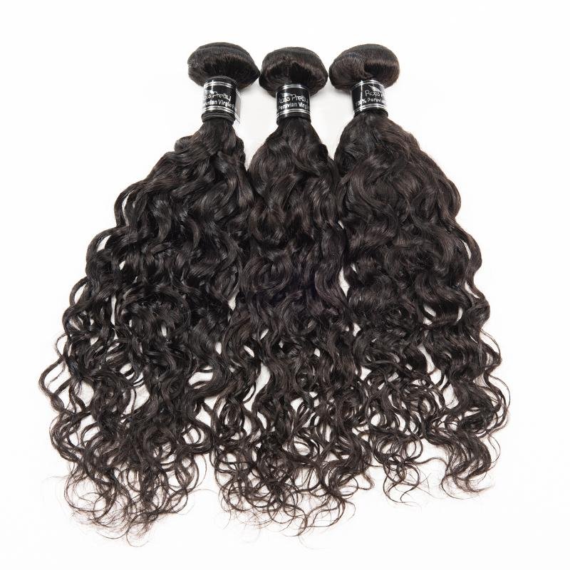 13X4 Lace Frontal With 3 Bundles 100% Virgin Human Hair Peruvian Water Wave - Ross Pretty Hair Official