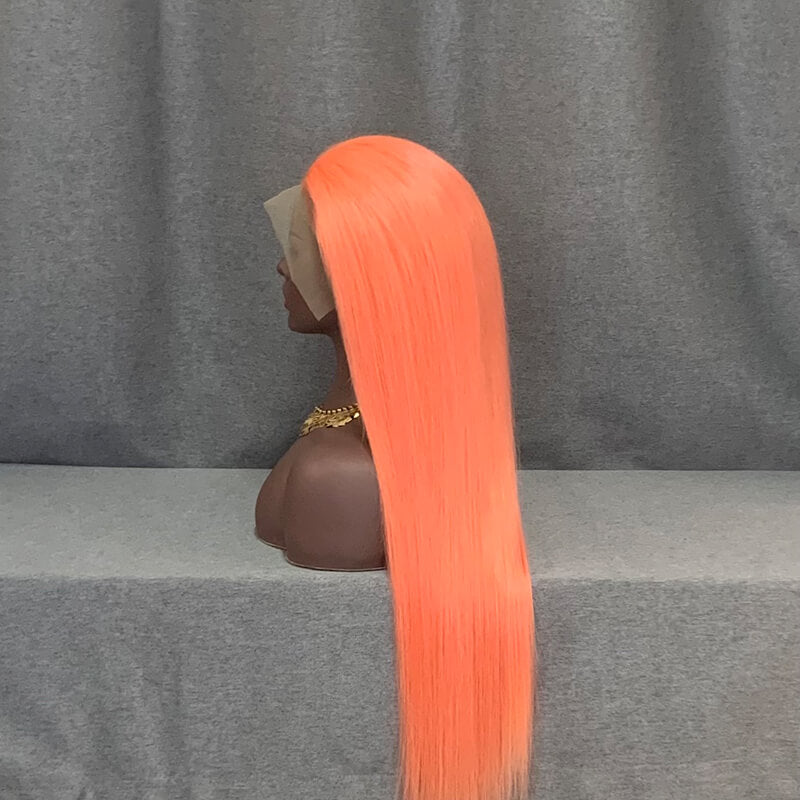 Pink Color Hair Lace Front Wig Straight