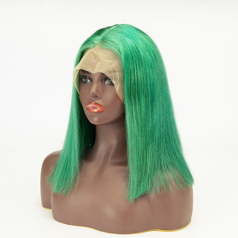 Bob Straight Hair Dark Green Color 13×4 Lace Front Wigs Virgin Human Hair