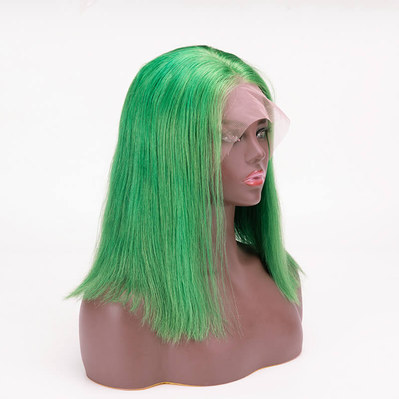 Bob Straight Hair Dark Green Color 13×4 Lace Front Wigs Virgin Human Hair