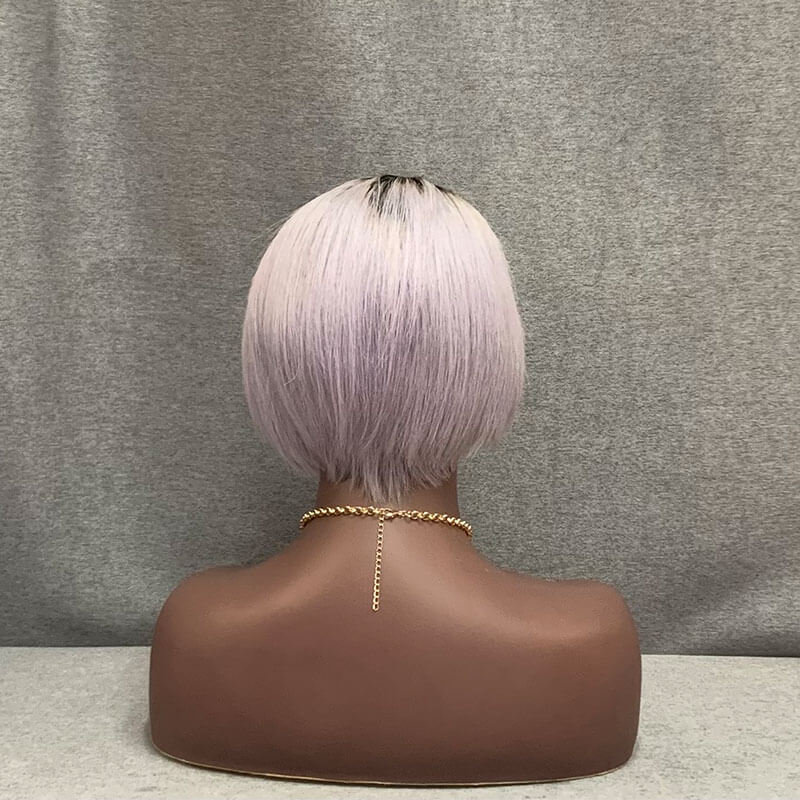 grey color short hair wig