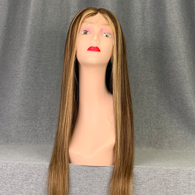 Highlight Wig 180% Density Straight P4/27 Color Human Hair Wig