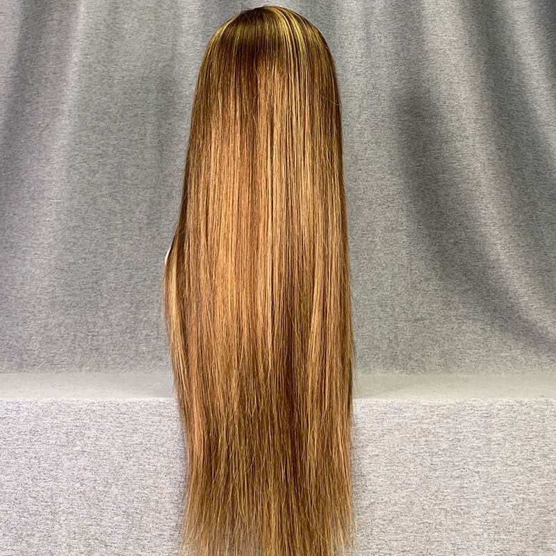 Highlight Wig 180% Density Straight P4/27 Color Human Hair Wig