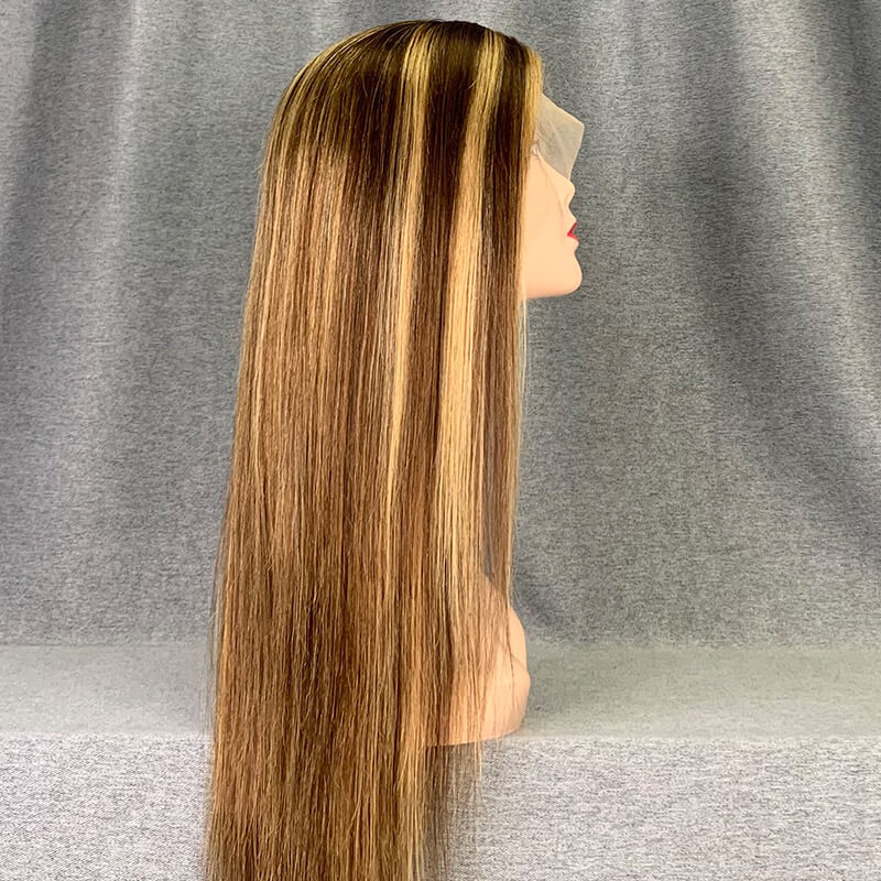 Highlight Wig 180% Density Straight P4/27 Color Human Hair Wig