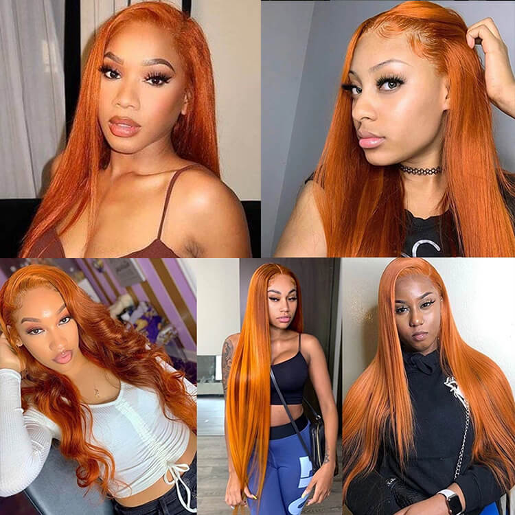 Ginger Lace Wig Human Hair 13x4 Transparent Lace Front