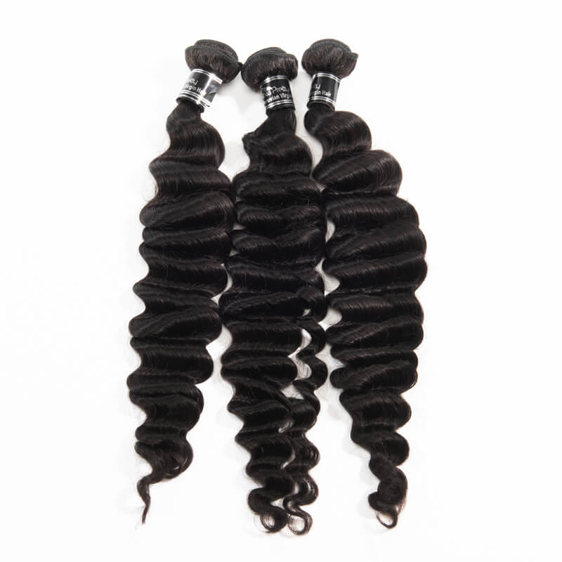 Brazilian Loose Deep 3 Bundles Human Hair Weave Extensions