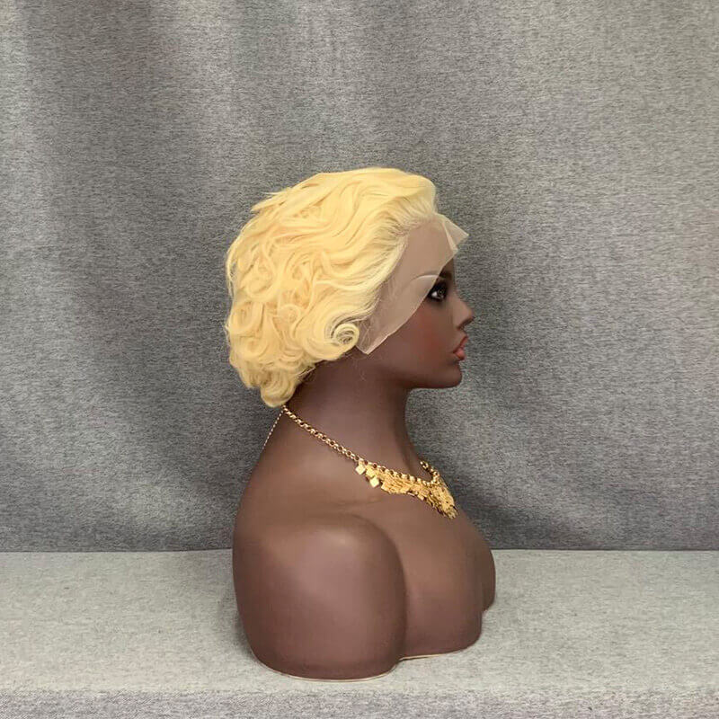 #613 hair skin melted lace pixie wig