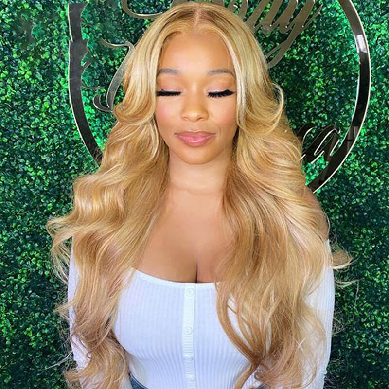 Straight & Body Wave Honey Blonde Highlight Wig 13x4 Lace Front Wig