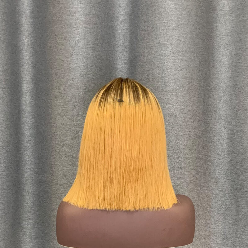 Highlight #4/27 Bob Wig T Part Lace Straight Human Hair