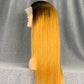 Ombre Wig 180% Density Straight 1b-4-Golden Color Human Hair Wig
