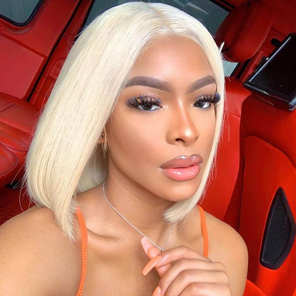 Color Blonde 13x4 613 Lace Frontal Bob Wigs Straight Human Hair Wig