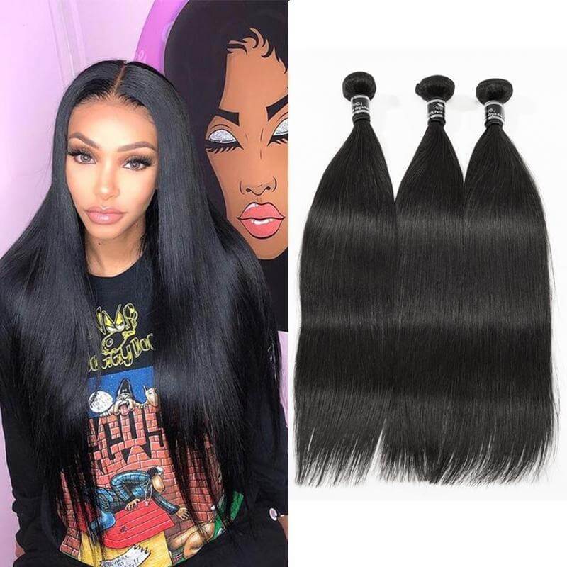 3 Bundles Hair Weave Peruvian 100% Virgin Hair Bundles Peruvian Straight Hair