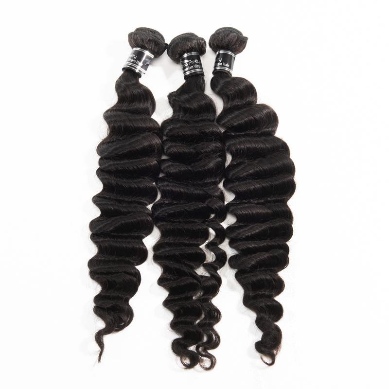 3 Bundles With 13X4 Lace Frontal Brazilian Loose Deep Virgin Hair - Ross Pretty Hair Official