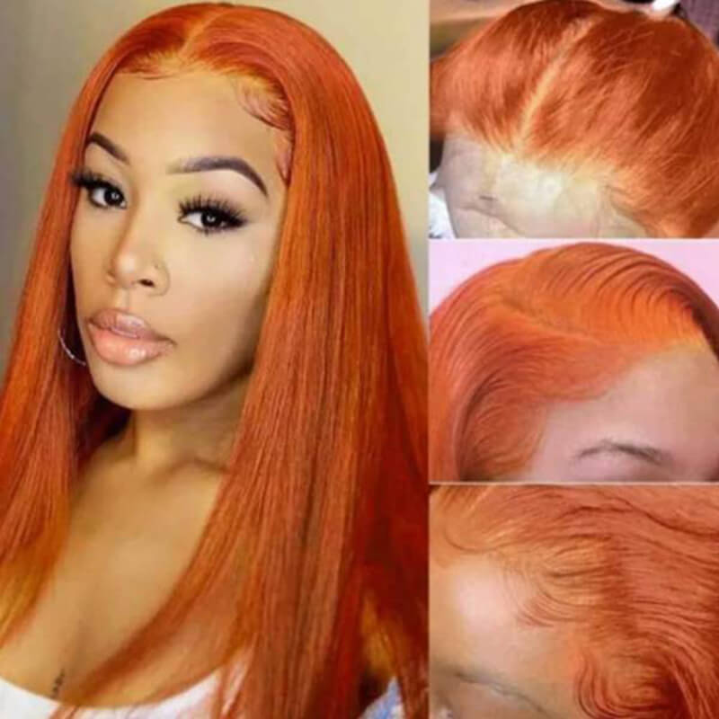 Ginger Lace Wig Human Hair 13x4 Transparent Lace Front