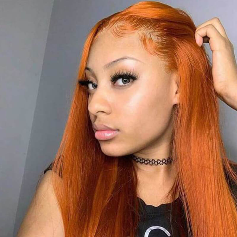 Ginger Lace Wig Human Hair 13x4 Transparent Lace Front