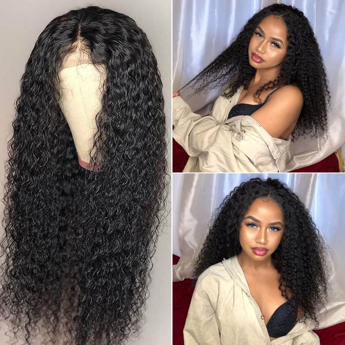 360 Lace Frontal Wigs Pre Plucked Curly Wave Human Hair