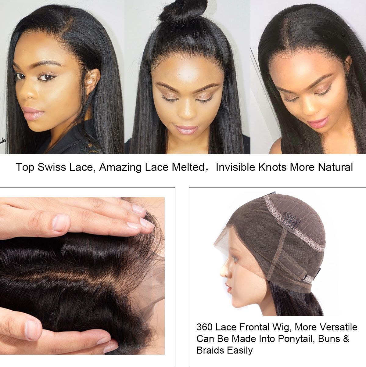 360 Lace Frontal Wigs Straight Hair