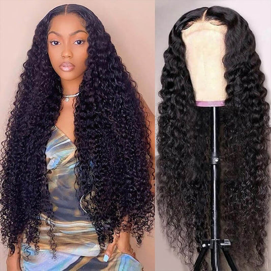 Deep Wave Transparent 13×4 Lace Front Wigs 100% Human Hair