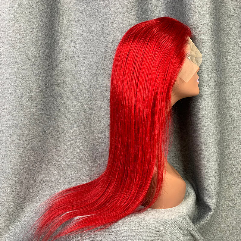 Red Wig 13x4 Lace Frontal Wig Human Hair Wig Straight