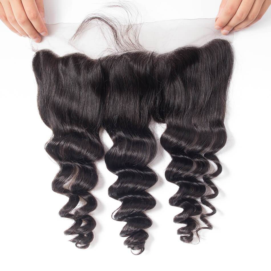 4 Bundles With 13X4 Lace Frontal Loose Wave Brazilian Human Hair - Ross Pretty Hair Official