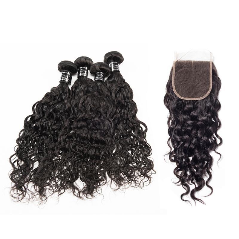 4 Bundles With Closure Malaysian Wet And Wavy Human Hair Weave Closure - Ross Pretty Hair Official