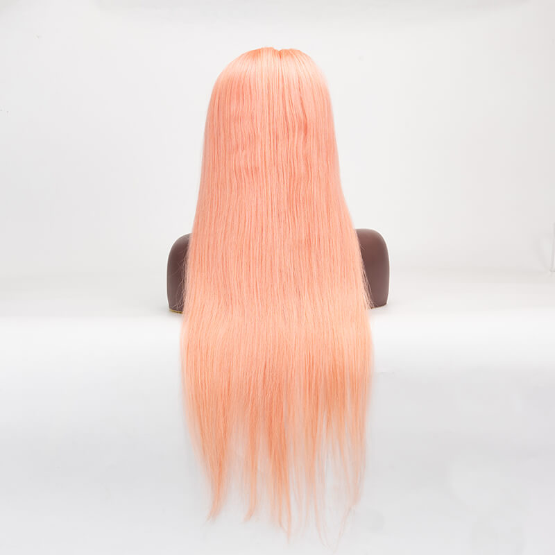 Full Lace Wig Straight Hair Pink Color 150% Density