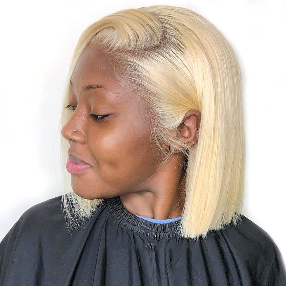 Color Blonde 13x4 613 Lace Frontal Bob Wigs Straight Human Hair Wig