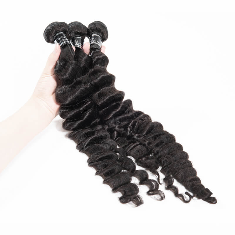 Brazilian Loose Deep 3 Bundles Human Hair Weave Extensions