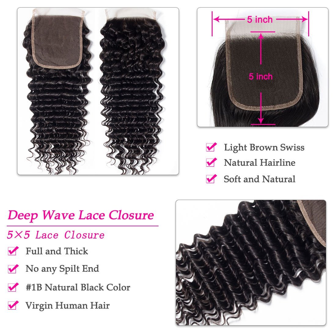 5×5 Deep Wave Lace Closure